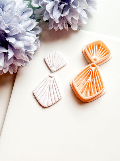 Mariel Polymer Clay Cutter: Layered Fan Shape with Radiating Line Texture