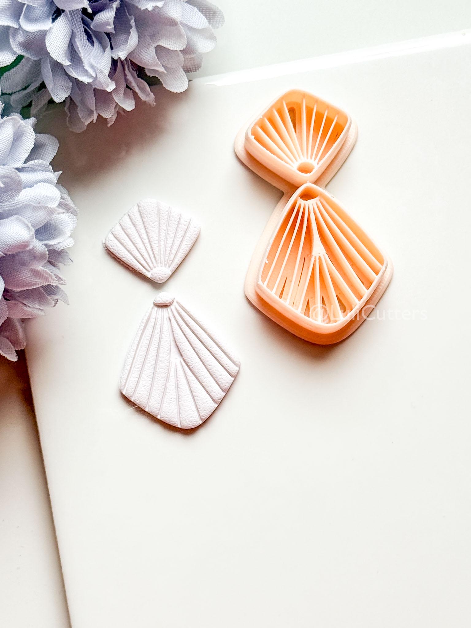 Mariel Polymer Clay Cutter: Layered Fan Shape with Radiating Line Texture