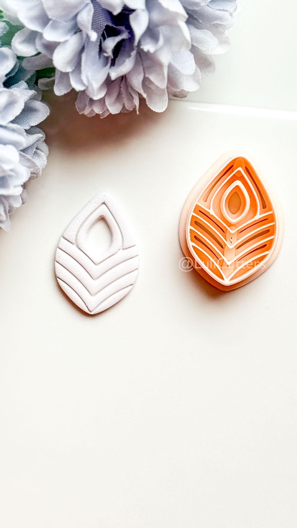 Sia Drop Polymer Clay Cutter: Layered Teardrop Shape with Textured Lines