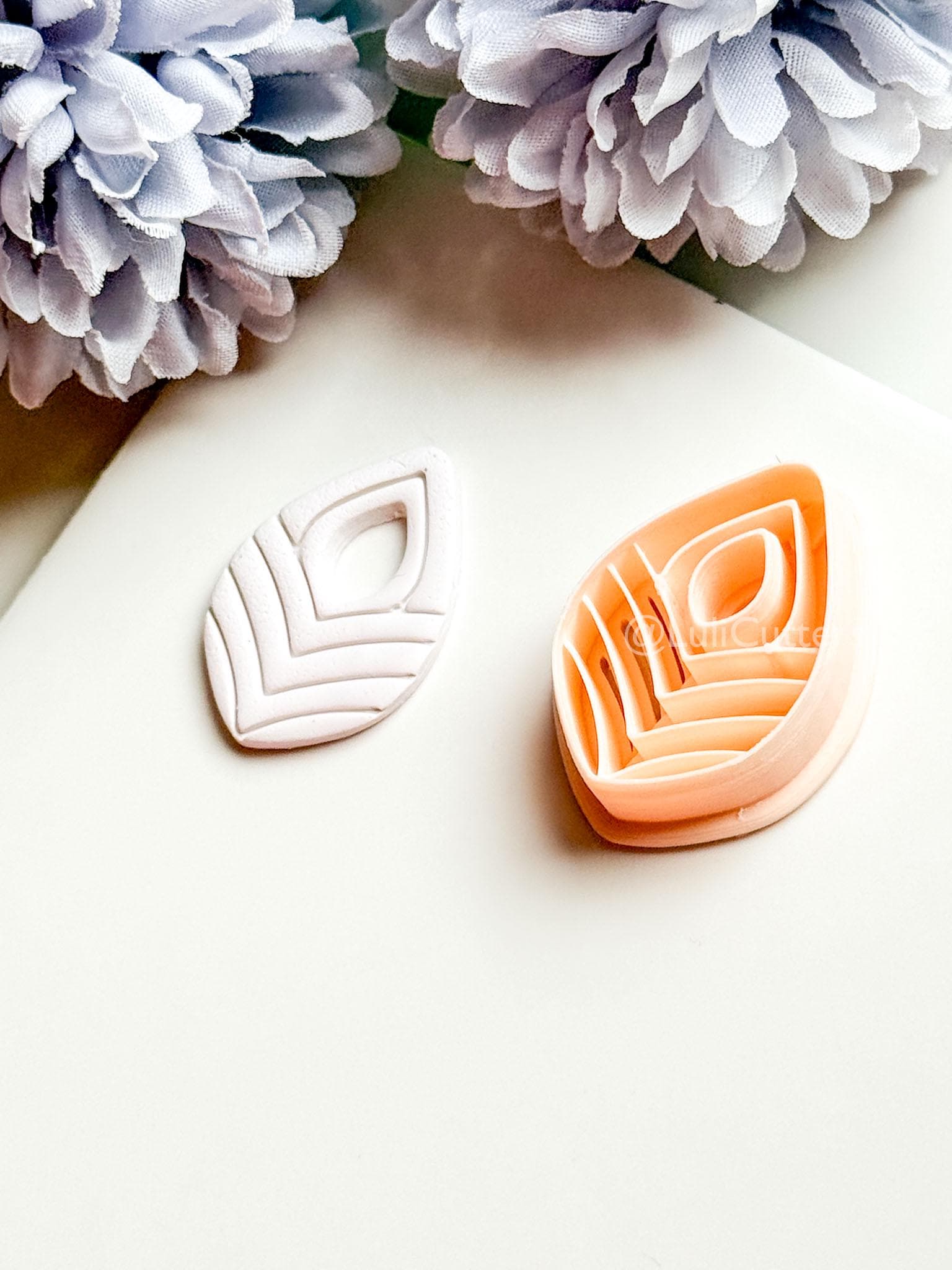 Sia Drop Polymer Clay Cutter: Layered Teardrop Shape with Textured Lines