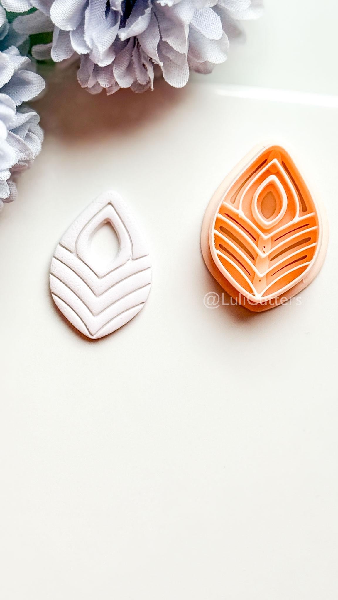 Sia Drop Polymer Clay Cutter: Layered Teardrop Shape with Textured Lines
