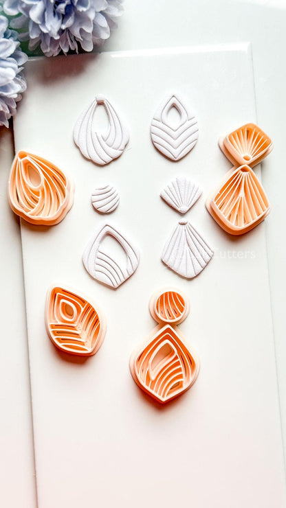 Sia Drop Polymer Clay Cutter: Layered Teardrop Shape with Textured Lines