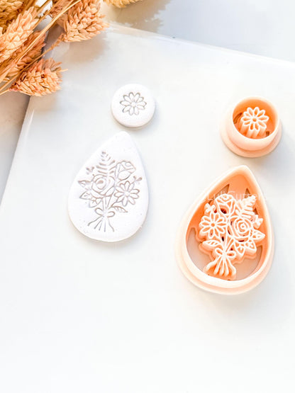 Naris Bouquet Clay Cutter: Layered Floral Teardrop Design