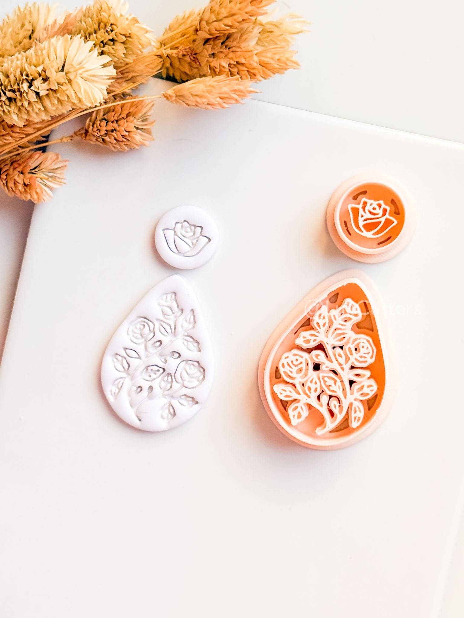 Elodie Garden Clay Cutter: Layered Floral Teardrop Design