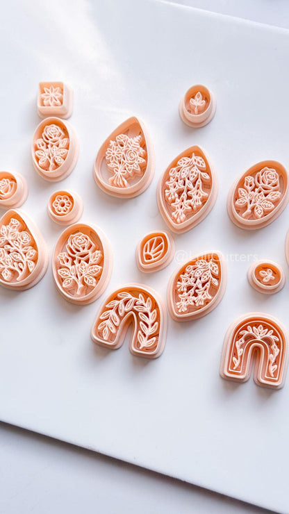 Elodie Garden Clay Cutter: Layered Floral Teardrop Design