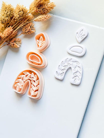 Neris Arch Clay Cutter: Layered Leafy Arch Dangle Design