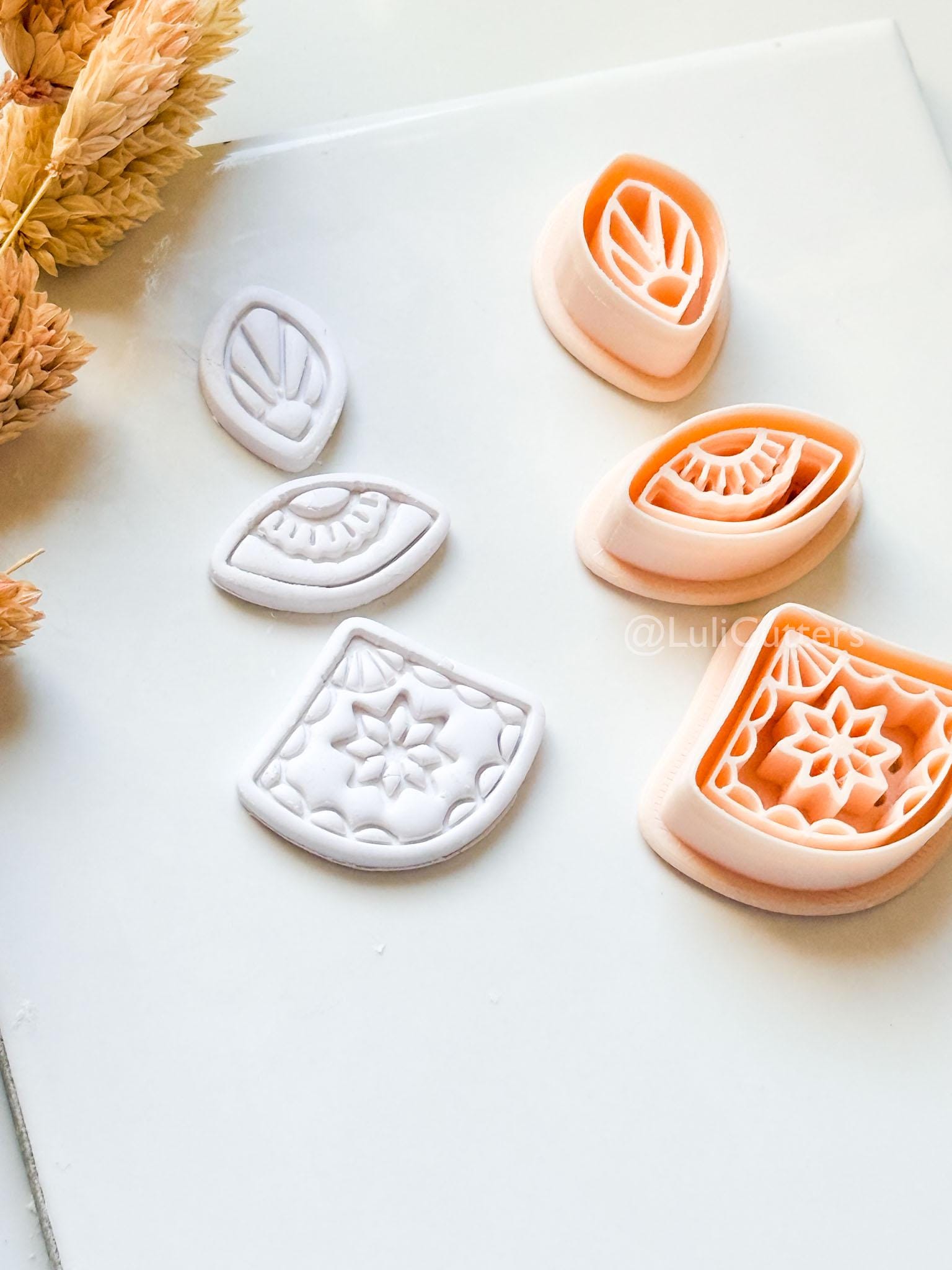 Bruna Dangle Clay Cutter Set: Layered Geometric Drop Design