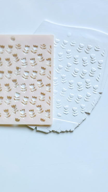 Sweet Tulips Floral Stencil for Polymer Clay