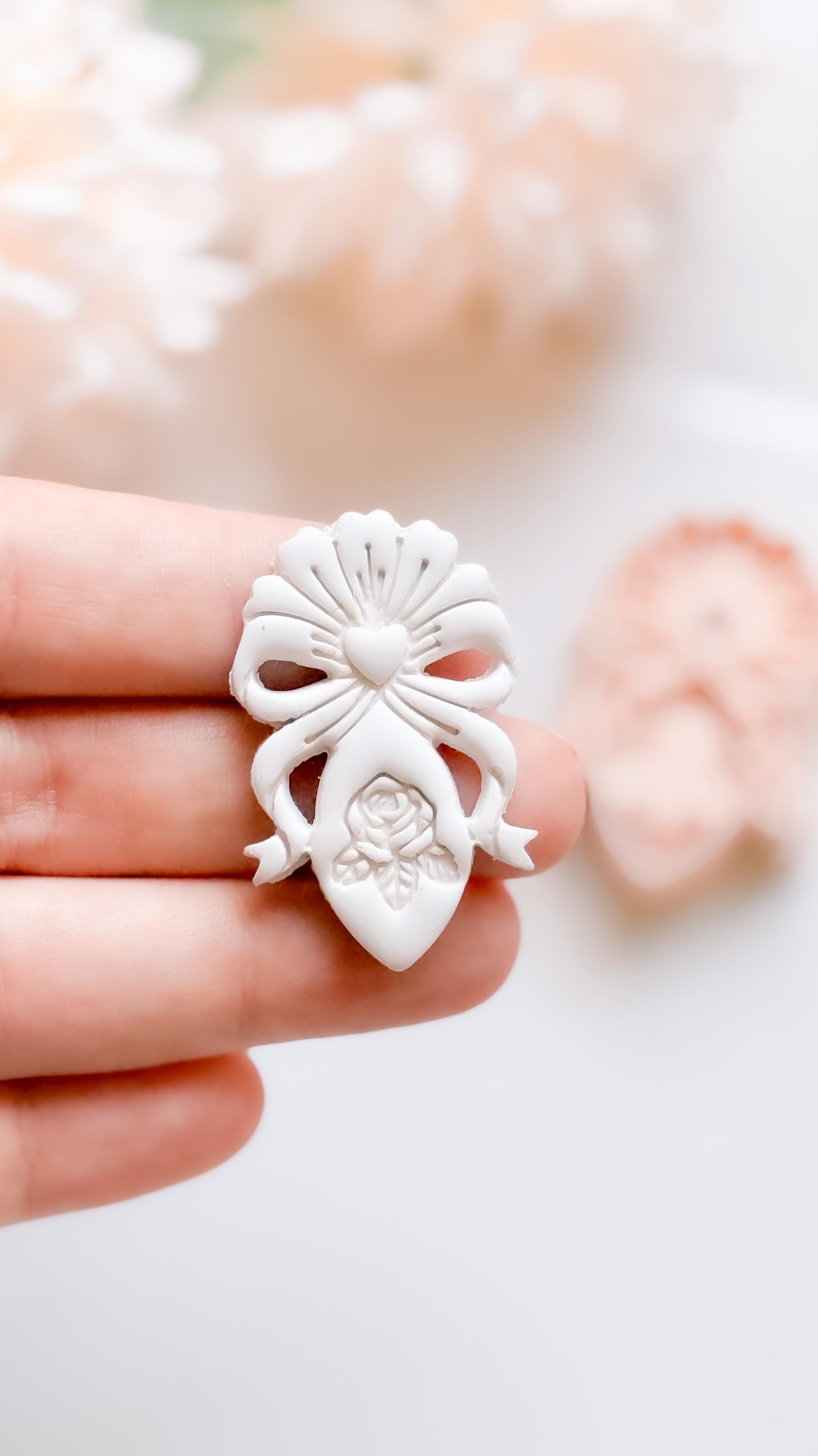 Heartbow Rose Cutter: Bow and Rose Heart Shape for Polymer Clay