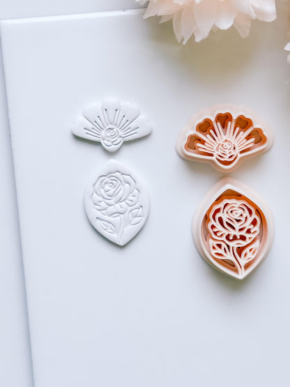 Rose Halo Cutter: Radiant Rose Fan Shape for Polymer Clay