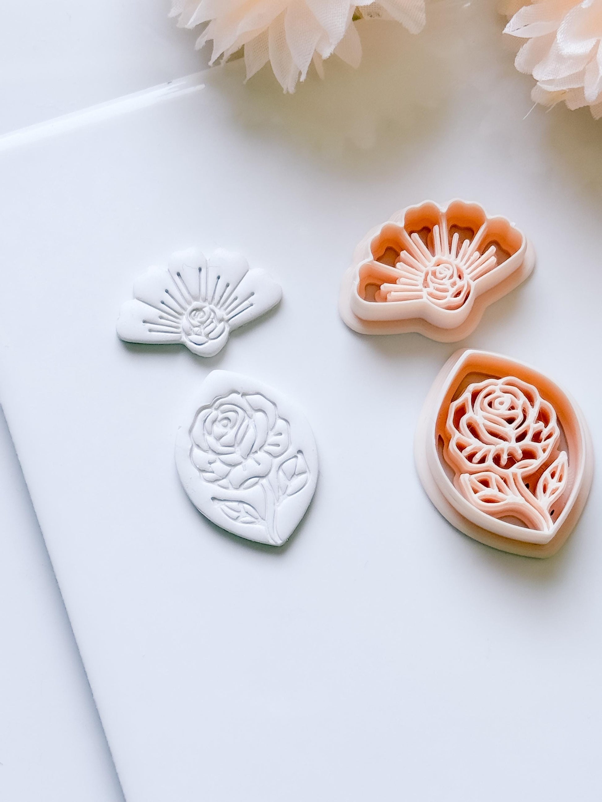 Rose Halo Cutter: Radiant Rose Fan Shape for Polymer Clay