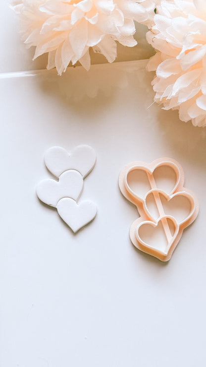 Stacked Hearts Trio Cutter for Polymer Clay