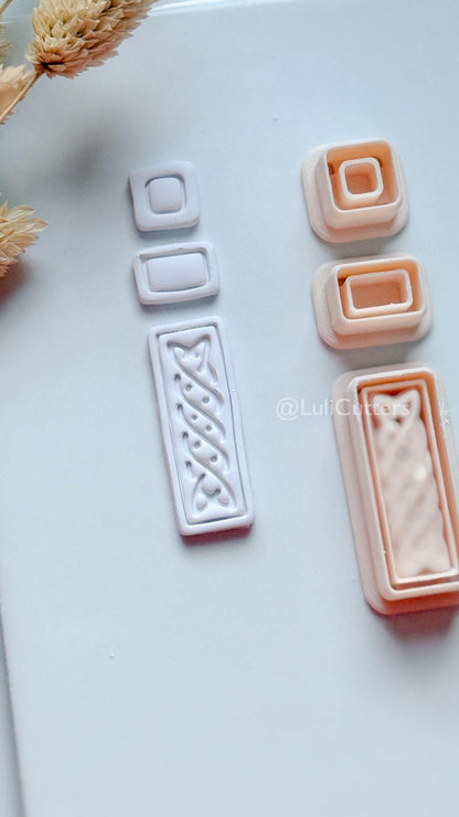 Romy Bar Clay Cutter: Layered Celtic Rectangle Dangle Design