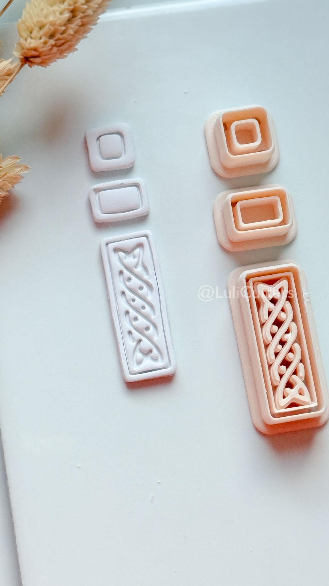 Romy Bar Clay Cutter: Layered Celtic Rectangle Dangle Design