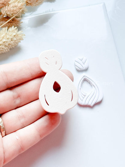 Clarine Polymer Clay Cutter: Layered Drop Shape with Curved Line Texture