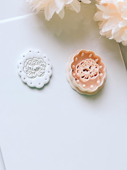 Peony Lace Cutter: Scalloped Floral Shape for Polymer Clay