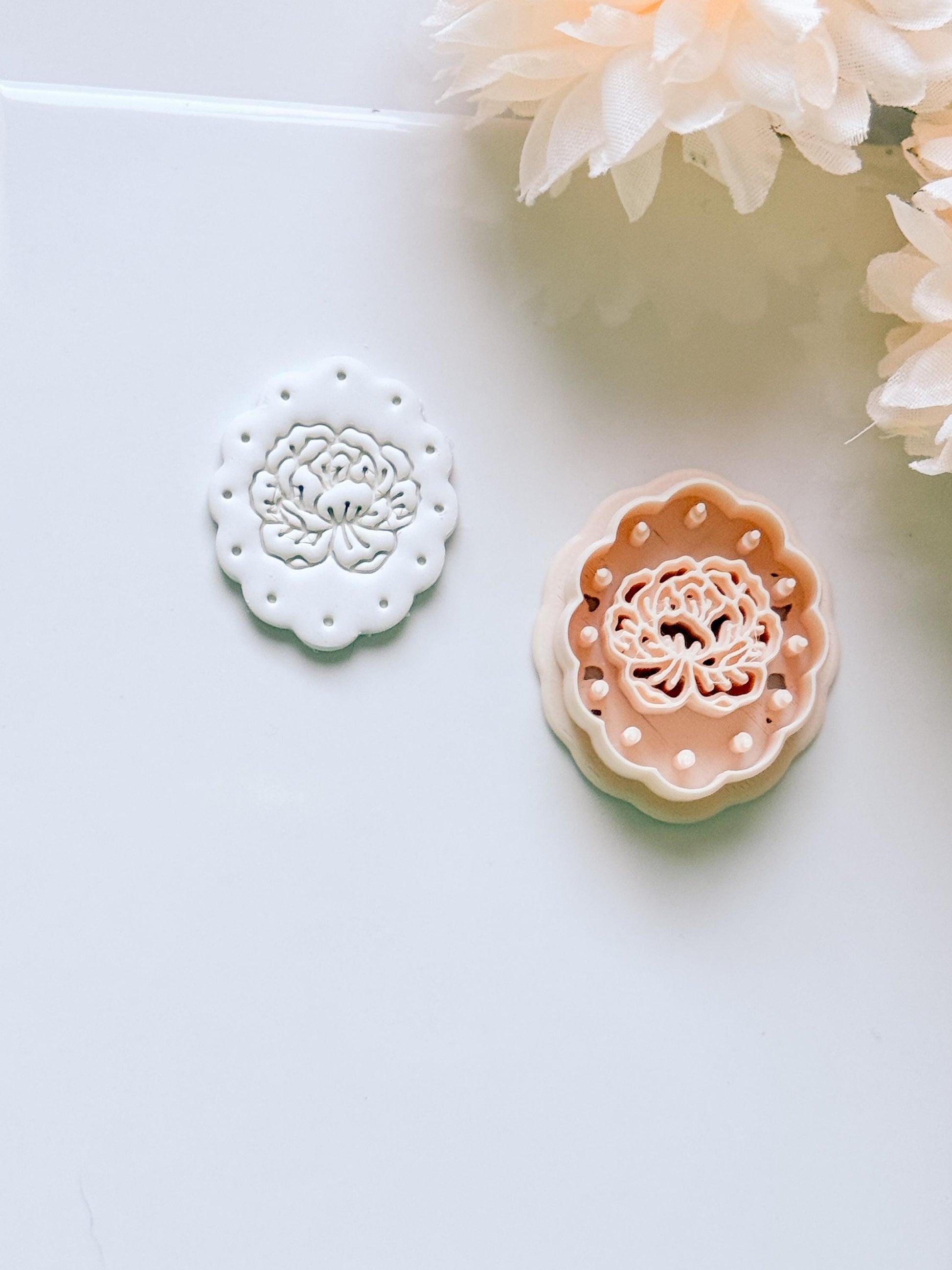 Peony Lace Cutter: Scalloped Floral Shape for Polymer Clay