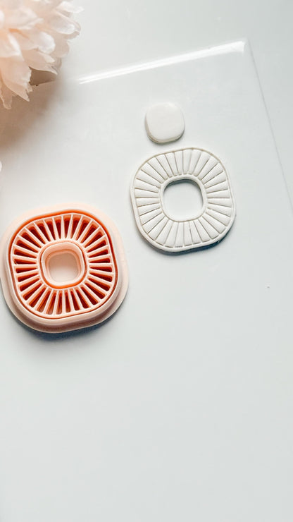 Sunray Square Clay Cutter: Radiating Line Detail for Earrings