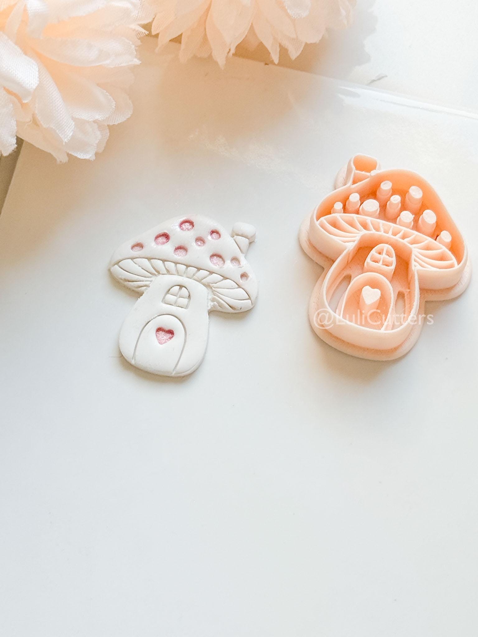 Mushie Clay Cutter: Mushroom Cottage Shape with Window and Heart Door