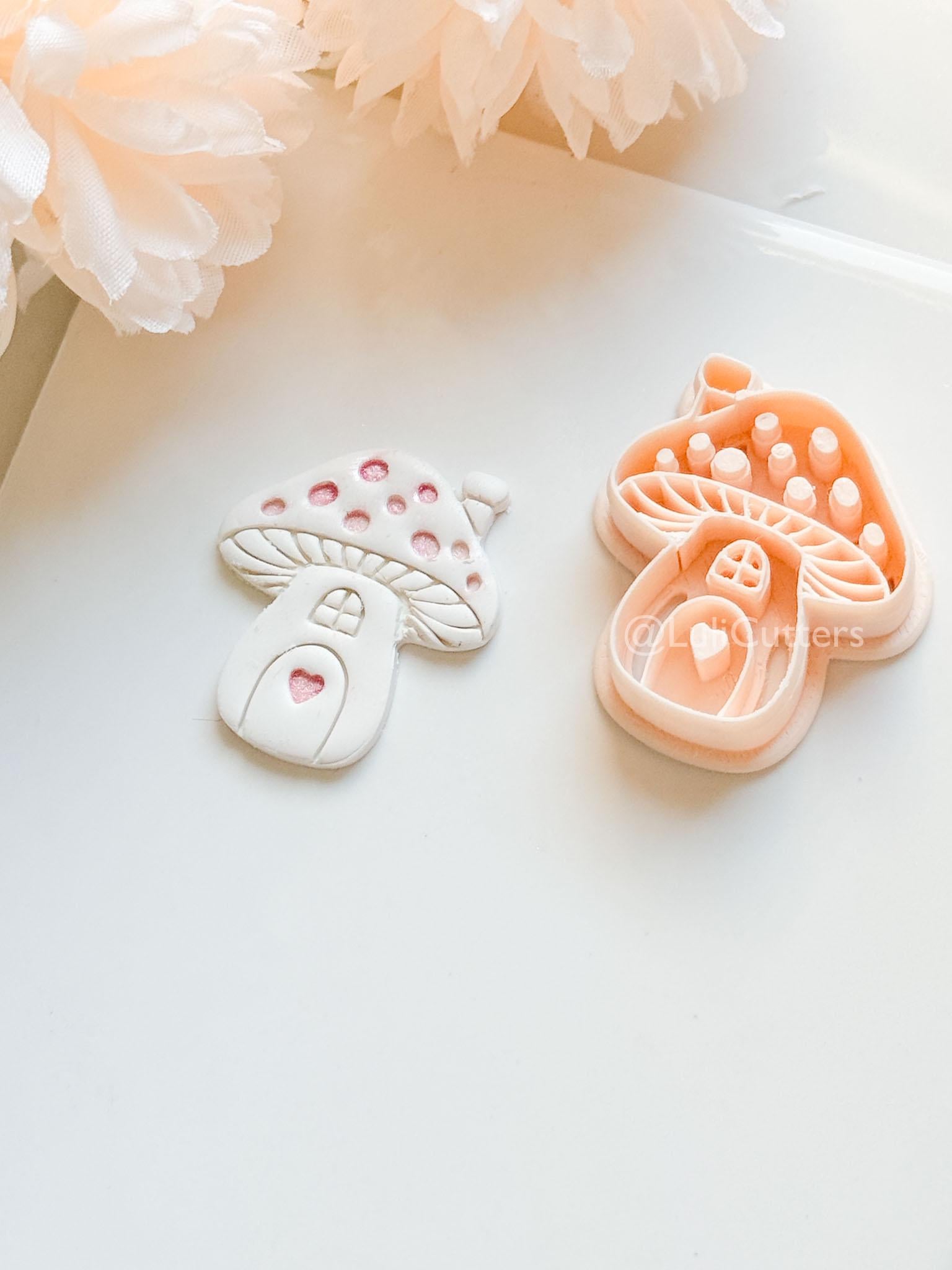 Mushie Clay Cutter: Mushroom Cottage Shape with Window and Heart Door