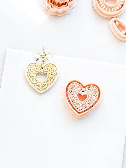 Bloomy Heart Cutter: Filigree Heart Design for Polymer Clay