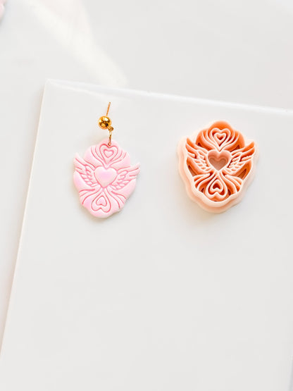 Flying Valentine Clay Cutter: Winged Heart Design