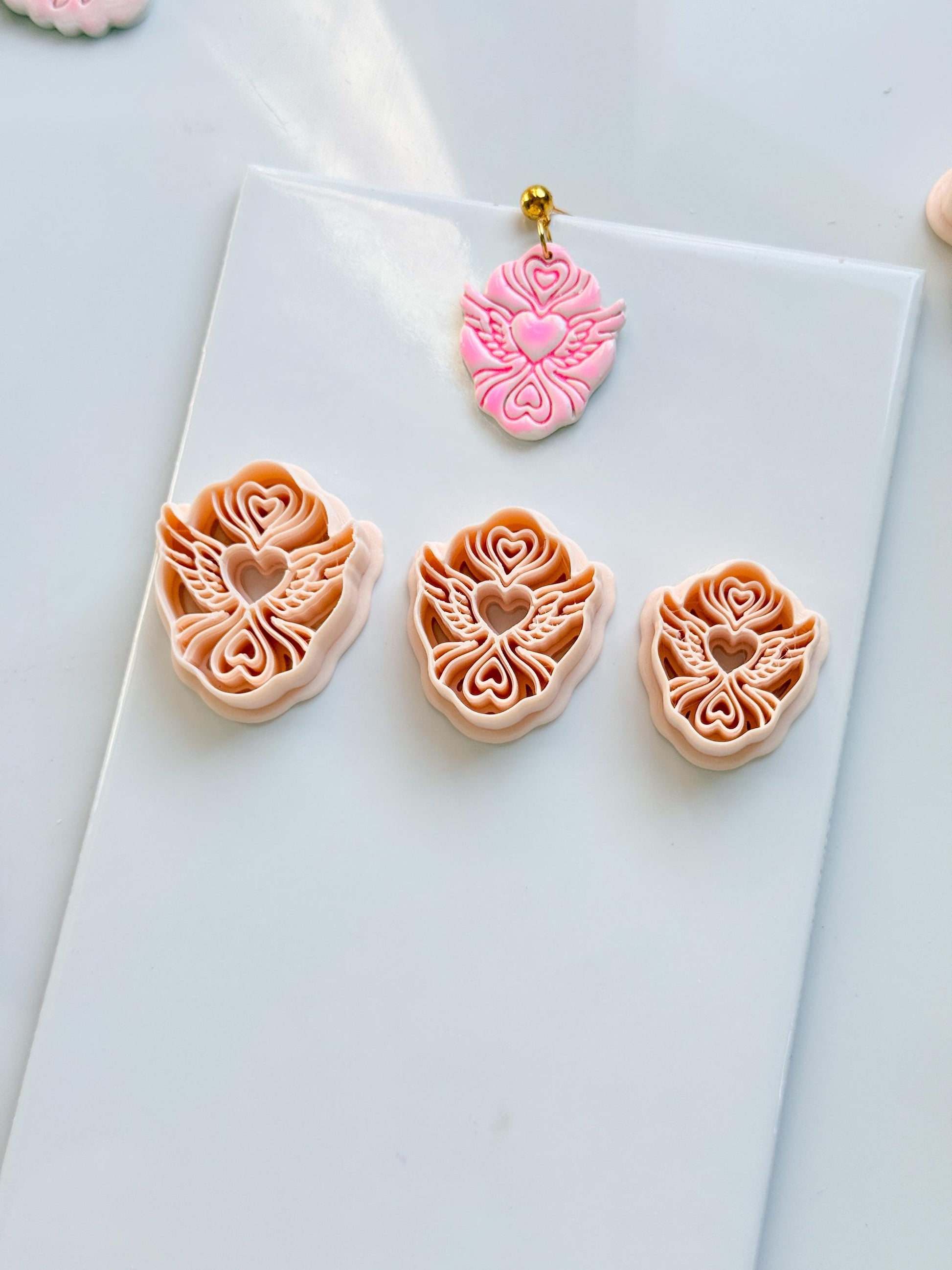 Flying Valentine Clay Cutter: Winged Heart Design