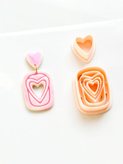 Heart Ripple Clay Cutter Set: Layered Heart Shapes