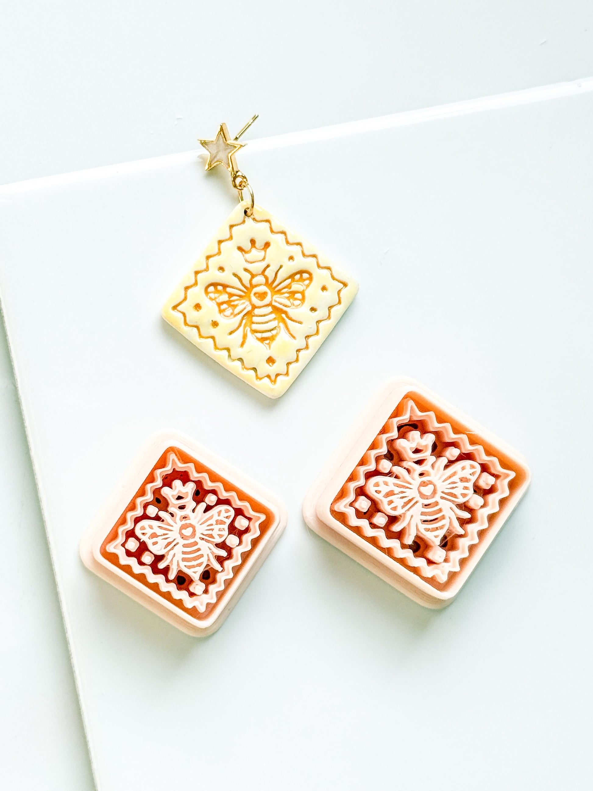 Little Hive Majesty Clay Cutter: Ornate Honeycomb Earring Shape