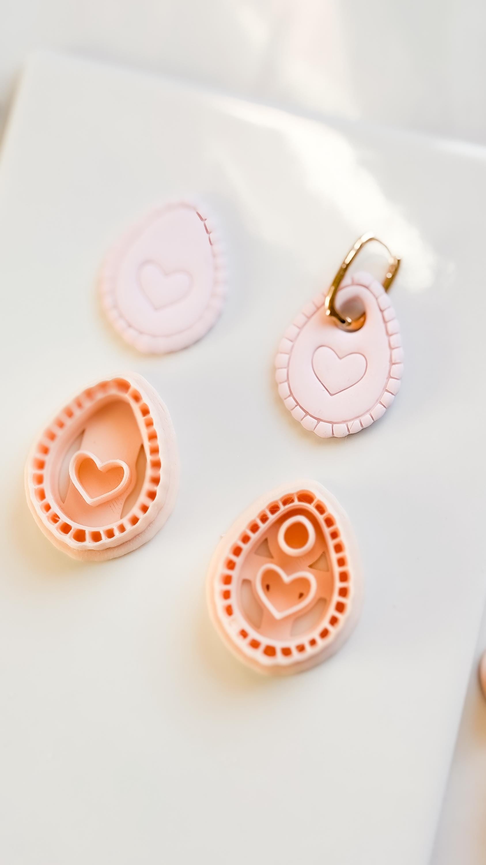 Interchangeable Teardrop Heart Clay Cutter Set: With Hole or No Hole Option