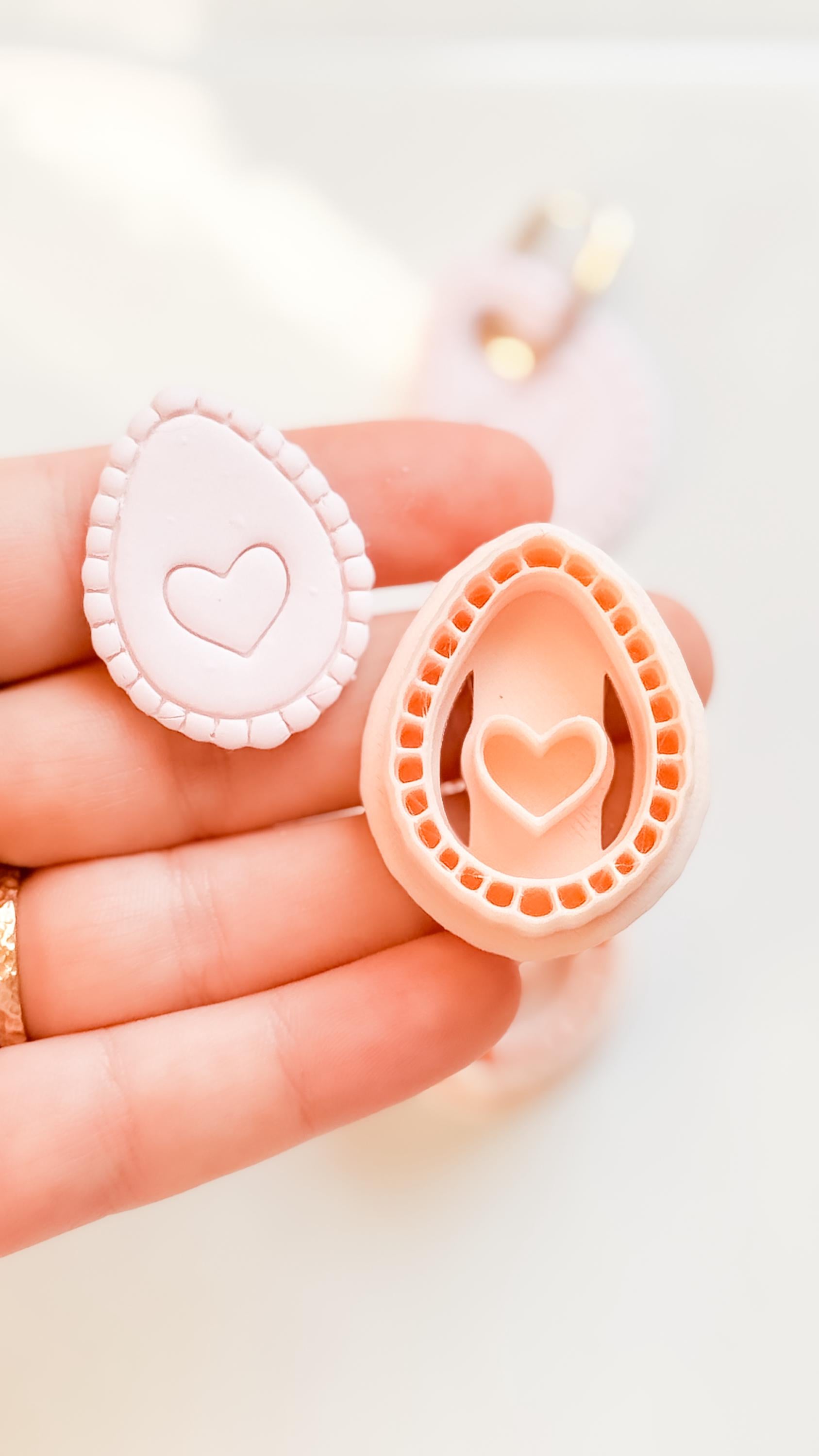 Interchangeable Teardrop Heart Clay Cutter Set: With Hole or No Hole Option