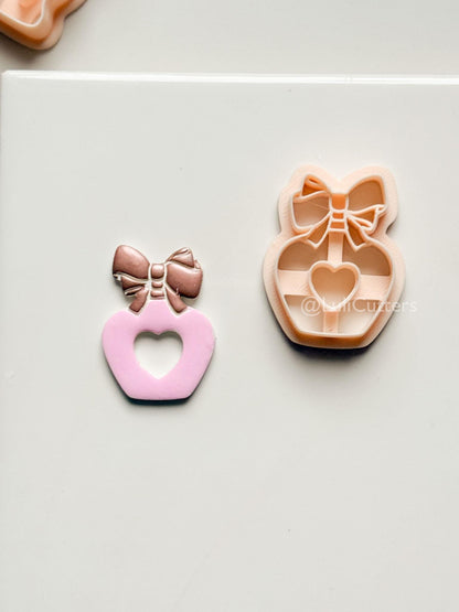 Sweetheart Perfume Bottle Clay Cutter – Bow Heart Design