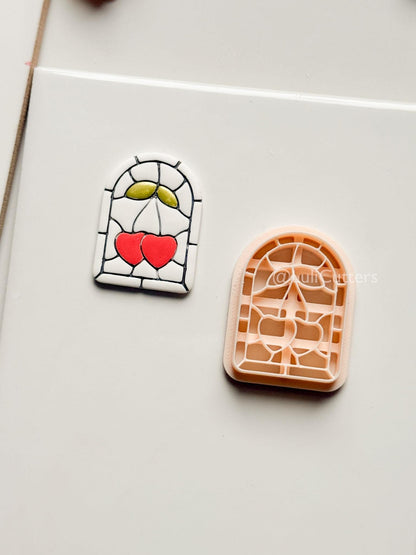 Heartlight Window Clay Cutter: Stained Glass Cherry Hearts