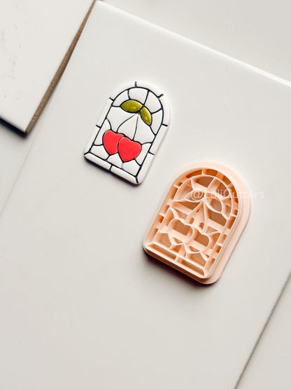 Heartlight Window Clay Cutter: Stained Glass Cherry Hearts
