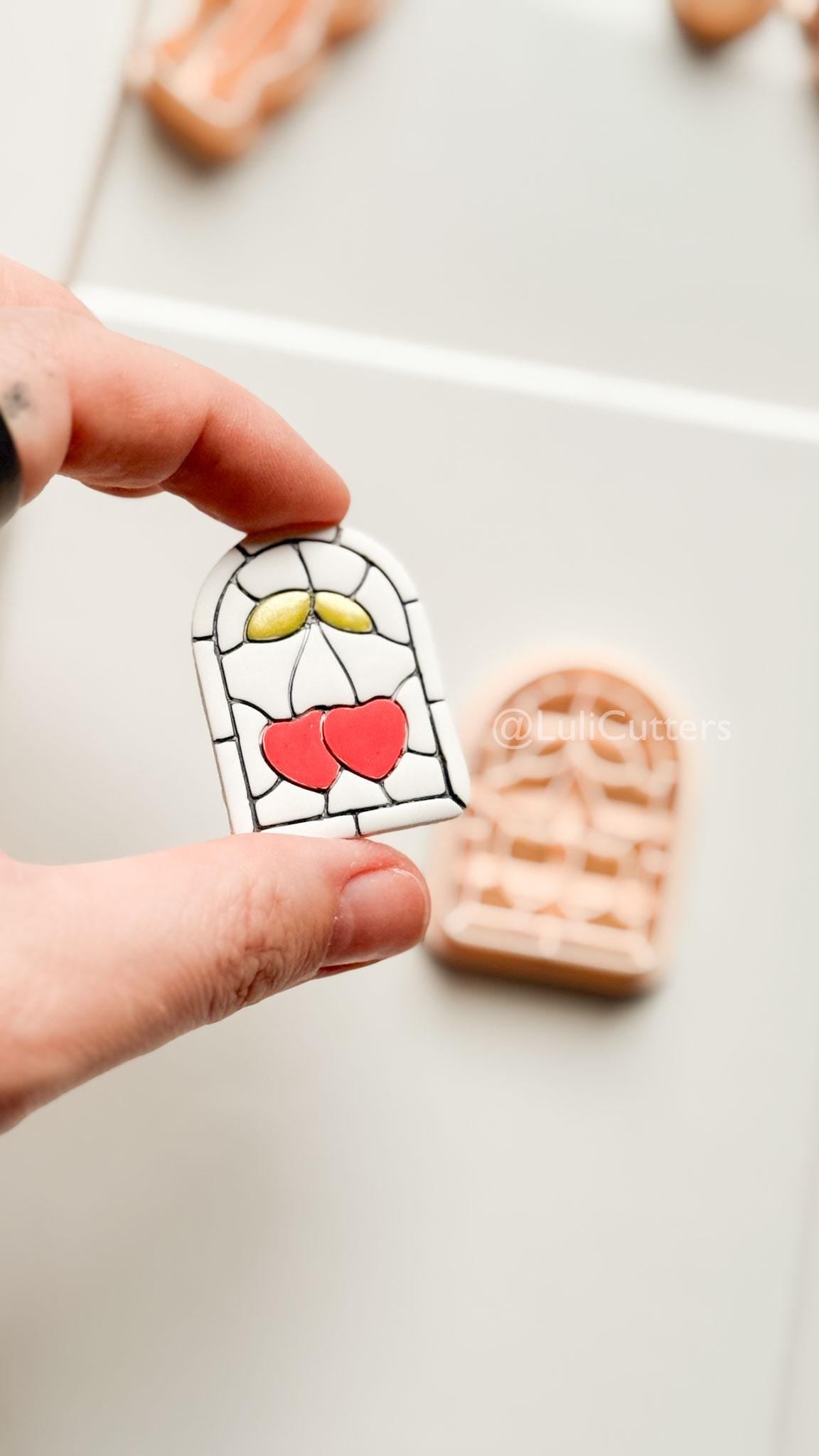 Heartlight Window Clay Cutter: Stained Glass Cherry Hearts