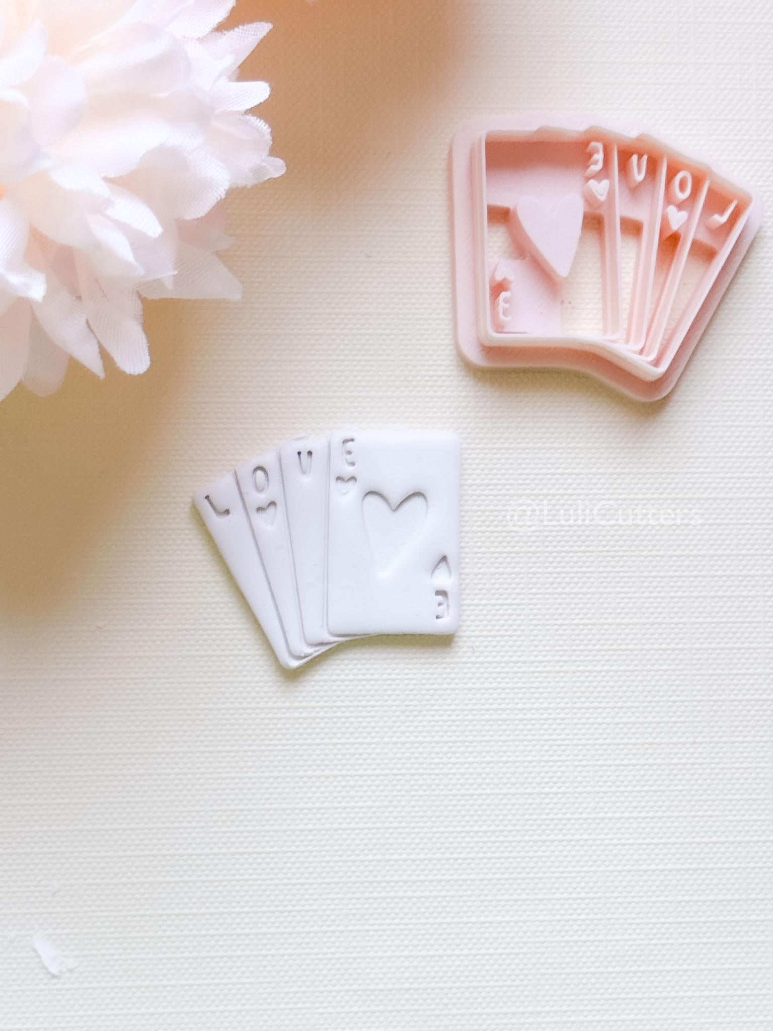 Love Deck Card Clay Cutter Set: Valentine Heart Design