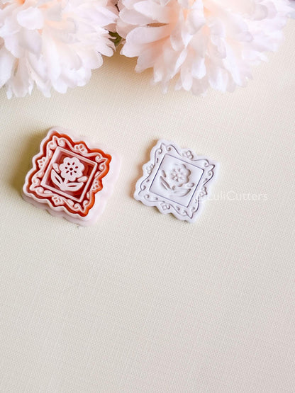 Petal Portrait Clay Cutter Set: Framed Floral Embossed Design