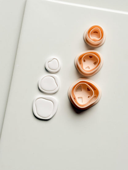 Cloud Pebble Trio Clay Cutters: Organic Pebble Shapes Set