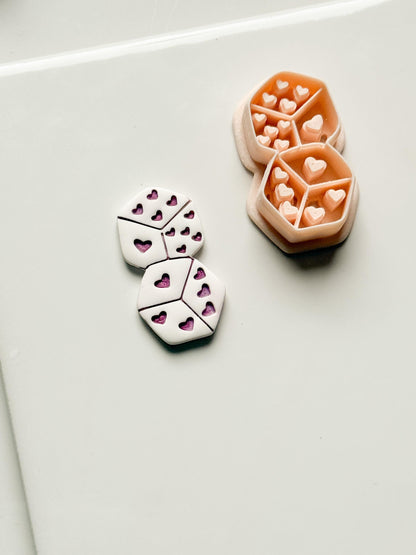 Love Roll Clay Cutters: Heart Pattern Dice Duo