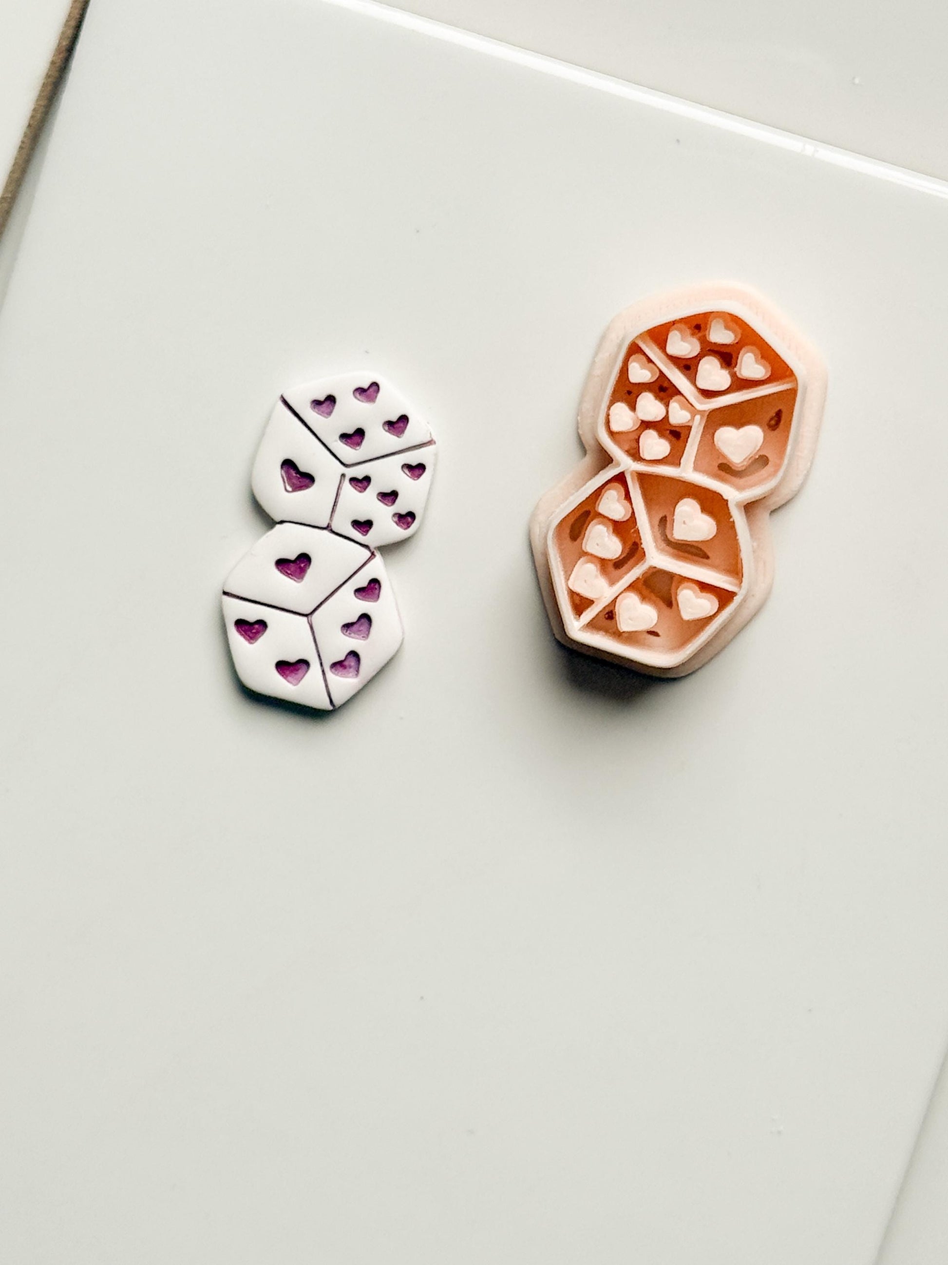 Love Roll Clay Cutters: Heart Pattern Dice Duo