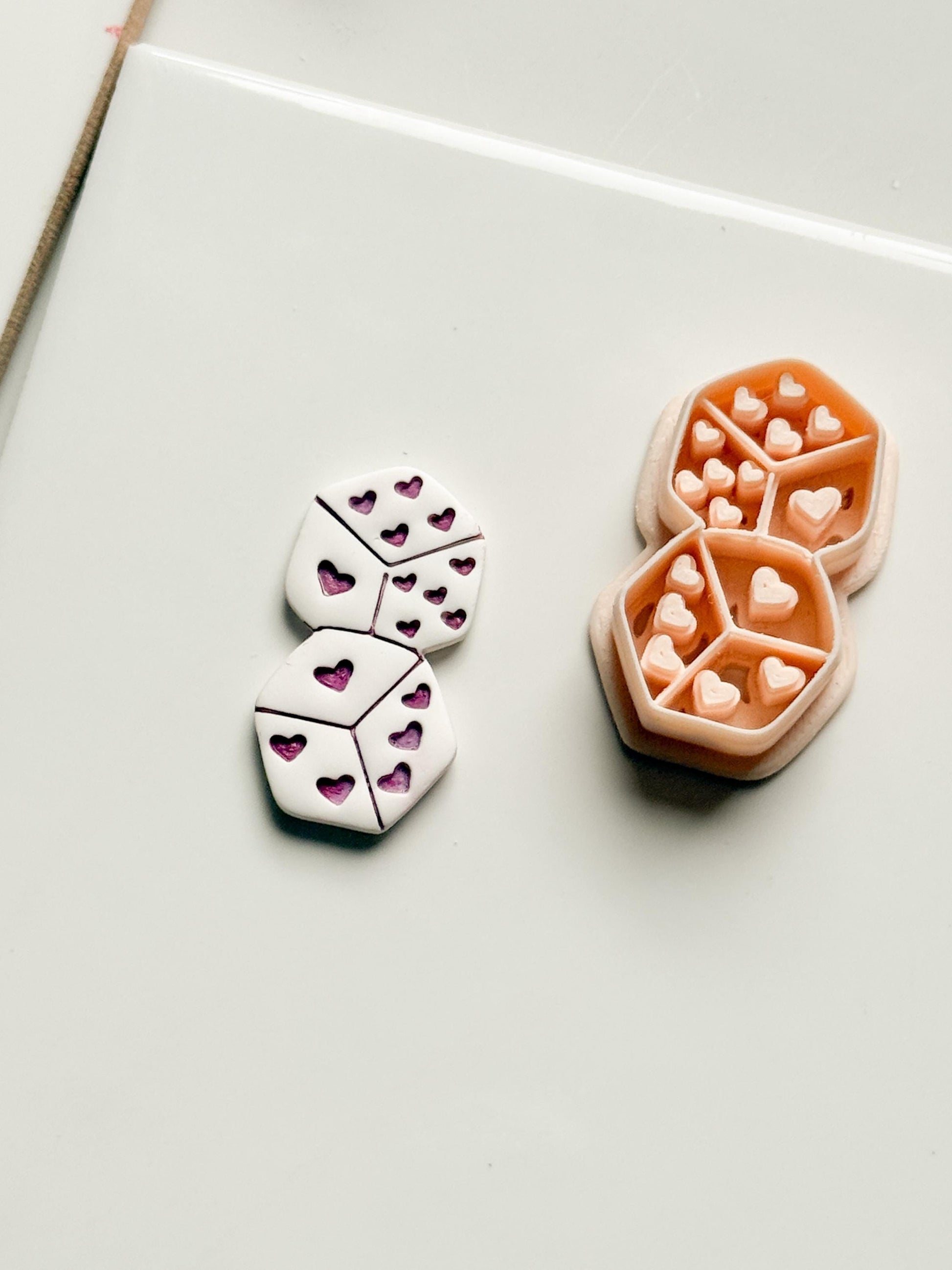 Love Roll Clay Cutters: Heart Pattern Dice Duo