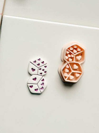 Love Roll Clay Cutters: Heart Pattern Dice Duo
