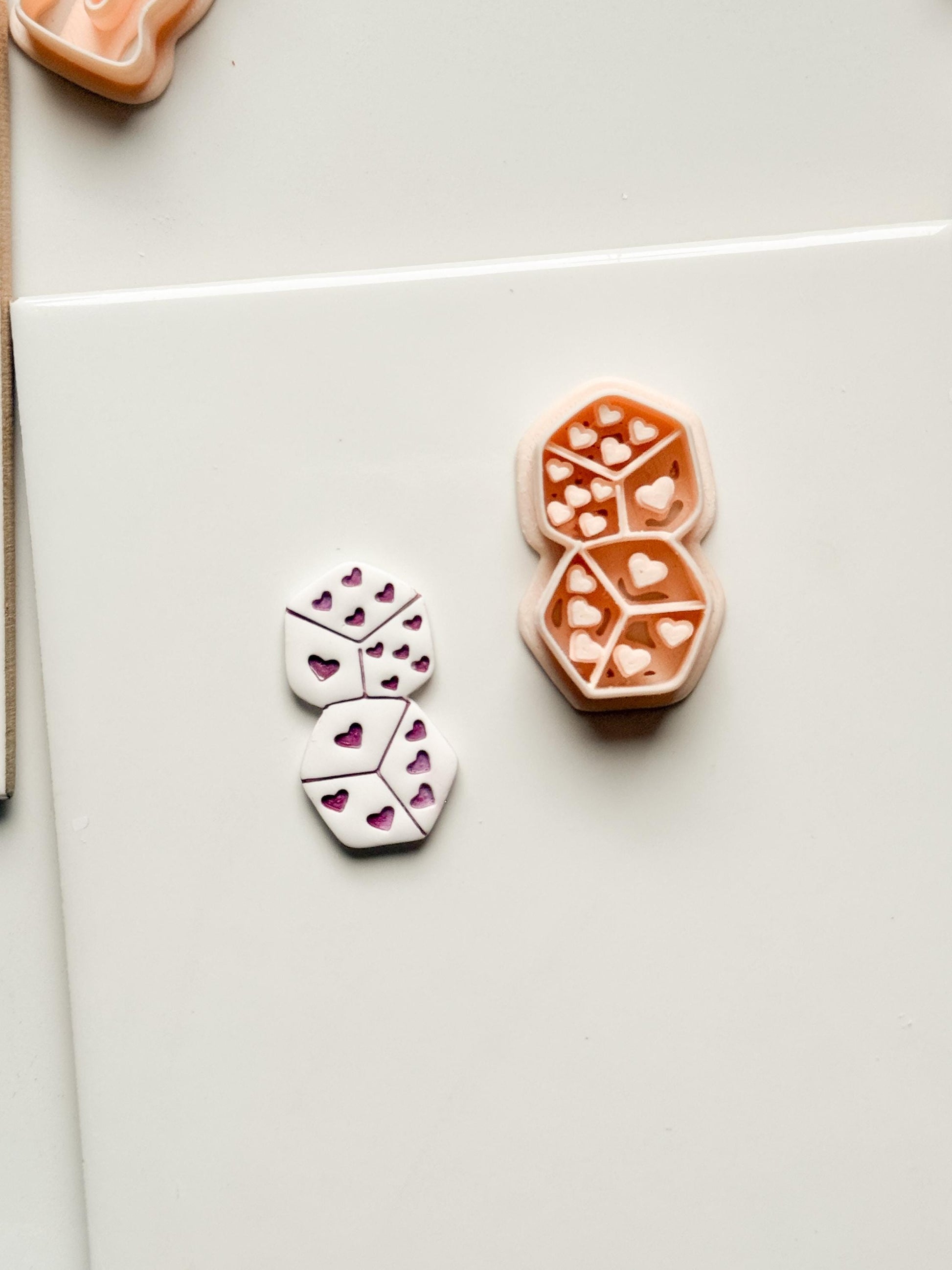 Love Roll Clay Cutters: Heart Pattern Dice Duo