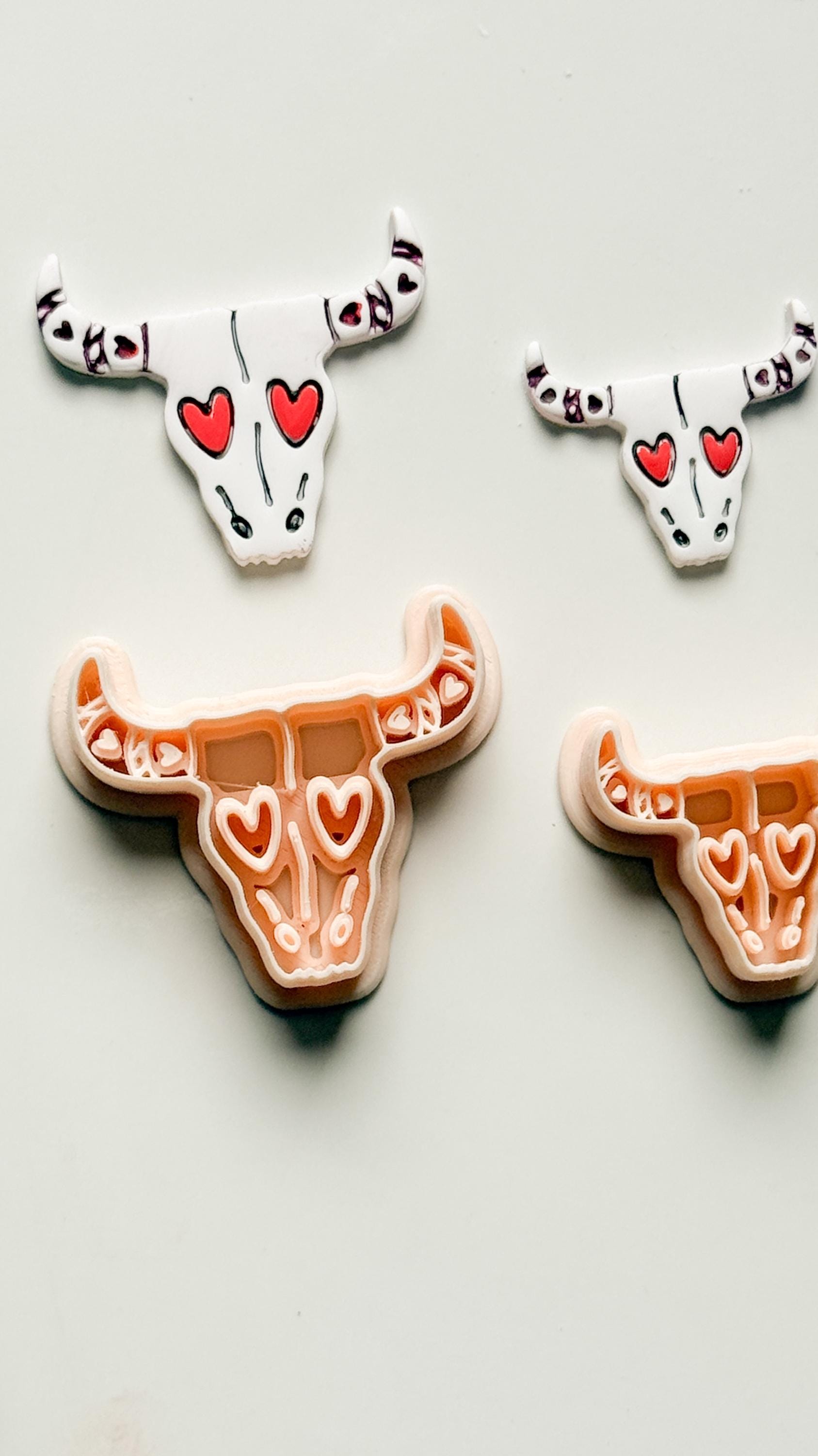 Rodeo Romance Clay Cutters: Heart Skull Western Duo