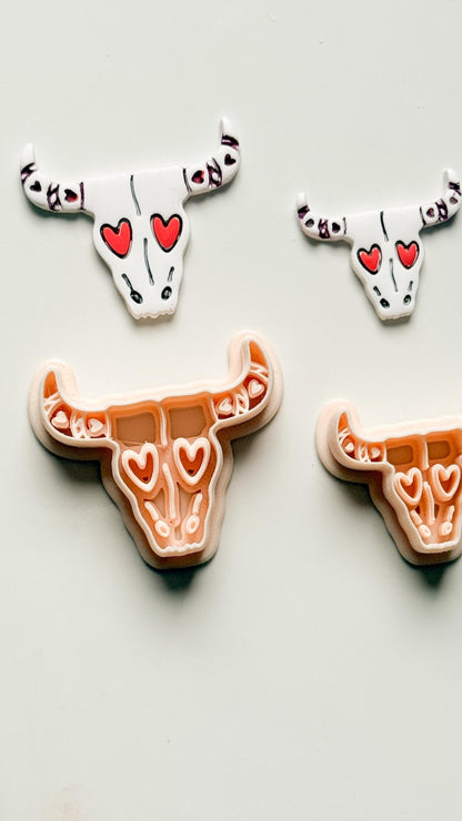 Rodeo Romance Clay Cutters: Heart Skull Western Duo
