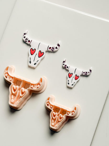 Rodeo Romance Clay Cutters: Heart Skull Western Duo