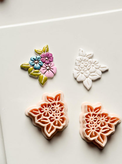Soft Bloom Bouquet Clay Cutters: Floral Cluster Design