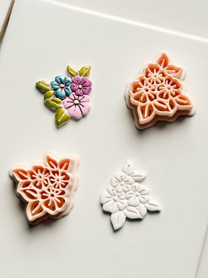 Soft Bloom Bouquet Clay Cutters: Floral Cluster Design