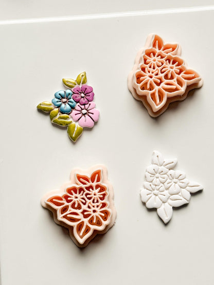Soft Bloom Bouquet Clay Cutters: Floral Cluster Design