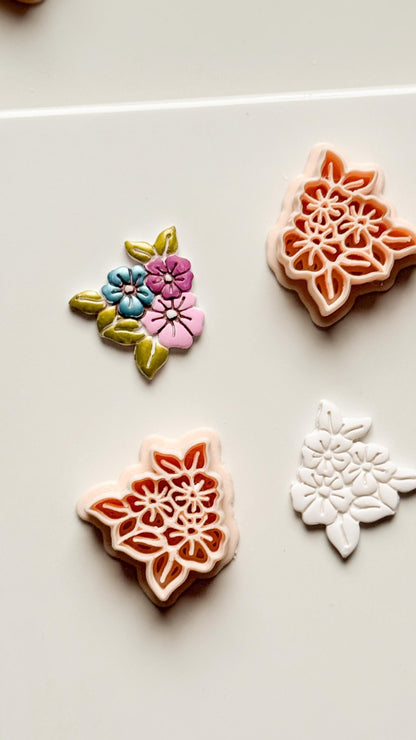 Soft Bloom Bouquet Clay Cutters: Floral Cluster Design